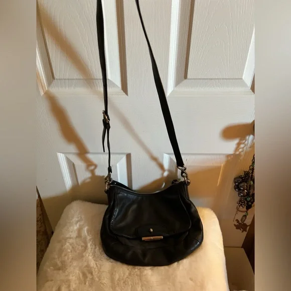 Coach black leather messenger crossbody bag shoulder silver hardware flap - Picture 11 of 16